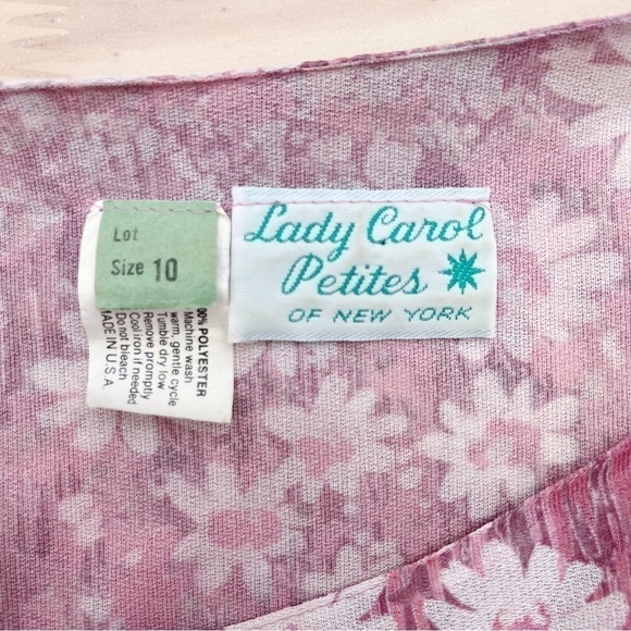 Vintage 60’s Pink Floral‎ Blouson Midi Dress, Size 6 - Picture 3 of 11